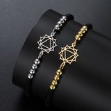 AOOKMIY Teamer Stainless Steel Beads 7 Chakra Charms Bracelet Red Black Two Color Rope Bracelets Family Jewelry Amulet Birthday Gift NewAOOKMIYA.COM