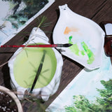 AOOKMIYA Cute White Bear Ceramic Palette Washing Bowl Easy To Clean Pen Holder Watercolor Gouache Paint Plate Painting Art Supplies