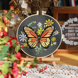AOOKMIYA Butterfly Broidery Kit with flower Embroidery Kit for Beginners Needles Enough Embroidery Thread