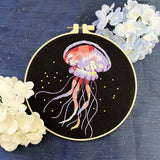 AOOKMIYA Stamped Embroidery Kit for Beginners with Jellyfish Pattern Cross Stitch kit  Color Threads Beach Ocean Style Cross Stitch Kit