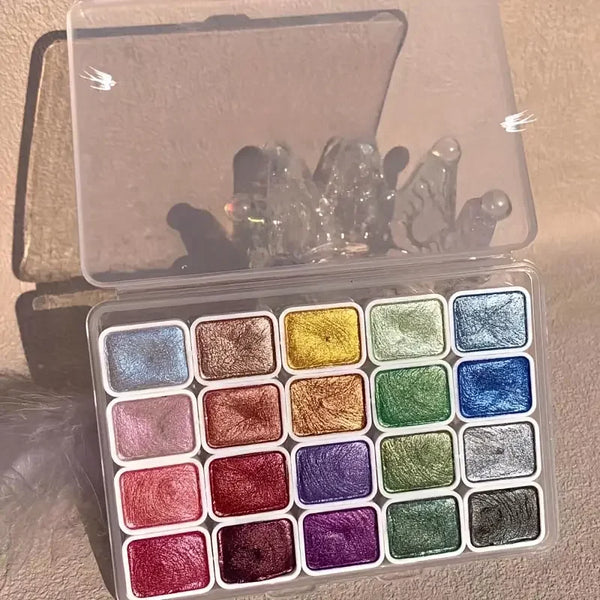 AOOKMIYA 20/24/60/72-Color Metal Watercolor Painting Set, New Portable Box With Sparkling Pearl Solid Watercolor Painting, Art Supplies