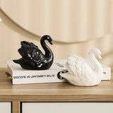 AOOKMIYA ART+ Creative Gifts Lovers Swan Ceramic Trinket Creative Black and White Living Room Study Animal Bonsai DIY Soft Decoration Home Accessories