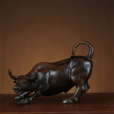 12cm Brass Ox Wall Street Bull Figurine Charging Stock Market Bull Statue Feng Shui Sculpture Home Office Decoration Gift