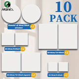 AOOKMIYA Marie's 10Packs of Stretched Canvases with Frame 6x6,8x8,12x12,12x16in,Circular12in Blank Canvas Bulk Set for Drawing for Adults