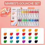 AOOKMIYA Marie's Gouache Paint Set,24/36 Colors x 12ml,0.4fl oz Tubes,Water-Based Pigment for Canvas,Crafts,Painting for Adults