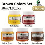 AOOKMIYA Marie's 5 Bottles Brown Colors Fabric Paint Sets,50 ml/1.69oz,Strong Coverage,Permanent Textile Paint Kit for Shoes,Canvas Bags