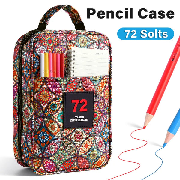 AOOKMIYA Colored Pencil Bag 72 Slots Pencils Bag Organizer with Zipper,Waterproof Travel Carrying Portable Bag for Gel Pens or Markers