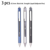 Deli 3pcs 0.5mm Black Ink Straight Liquid Gel Pen Signing Pen Office Pen School Supplies Stationery High-quality Pen