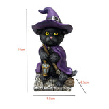 Adorable Witch Cat Figurine for Halloween Home Decoration or Gift Resin Witch Kitten Figurine