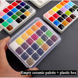 AOOKMIYA Empty Ceramic Palette Watercolor Palette 18/24 Grid Watercolor Paint Tray Artist Travel Painting Portable Art Supplies