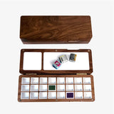 AOOKMIYA Empty Wooden Watercolor Box 24 Colors 2ML Watercolor Sub-packing Box Black Walnut Portable Palette Painting Art Supplies