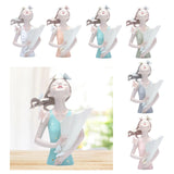 Table Ornament Butterfly Decor Girl Statue Flower Vase 8.4x12inch Handicraft for Household Kitchen Dining Multifunctional