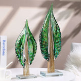 AOOKMIYA Glass Tree Transparent Glass Ornaments Simulated Plant Sculpture Leaves Decorative Figurines Home Decoration Accessories