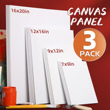 AOOKMIYA 3 Pack Canvas Panels, Blank Board Panels for Acrylic, Oil, Watercolor, Tempera Painting,Primed Acid-Free for Students,Adults