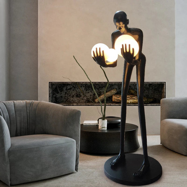 AOOKMIYA ART+ Creative Gifts Nordic humanoid sculpture floor lamp creative ball holding designer exhibition hall, hotel sales office, character decoration st