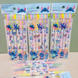 Disney Stitch Double-End High Lighter Lilo & Stitch 6 Bags Of Diy Handbook Pen Cute Student Marker Stationery Gift