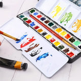 1pc Empty Watercolor Palette, Metal Watercolor Tin with 26pcs Half Pans Paint Case with Lid Paint Box for Travel