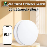 AOOKMIYA 2pcs 8,12,16,20inch Marie's Art Round Canvases Bulk for Painting,White,Blank Stretched Prepared Framed Boards for Oil,Acrylic