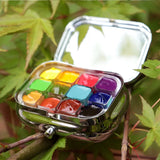 AOOKMIYA Mini Portable Watercolor Paint Box Metal Watercolor Sub-packing Box Pigment Moisturizing Box Sketch Painting Art Supplies
