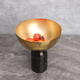 Geometric Golden Fruit Bowl Metal Handicraft Marble Base Desktop Storage Container Candy Tray Flower Vase Metal Figurine