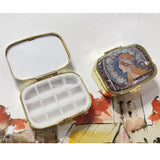 AOOKMIYA Mini Portable Watercolor Paint Box Metal Watercolor Sub-packing Box Pigment Moisturizing Box Sketch Painting Art Supplies