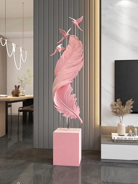 AOOKMIYA ART+ Creative Gifts Home Decor Creative 150CM Flocking Feather Statues Floor Decor Nordic Living Room Large Sculpture Bluetooth Speaker Art Ornament