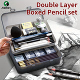 AOOKMIYA Marie's Large Capacity Pencil Set,31pcs/44pcs,Double Layer Box for Sketching & Painting for Adults,Students,and Artists