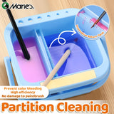 AOOKMIYA Marie's Blue Paint Brush Cleaner Washer,Multifunction Painting Brush Basin Holder and Organizer for Acrylic,Watercolor,Gouache