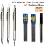 Mechanical Pencil Set 0.3 0.5 0.7 0.9 1.3 2.0mm Full Metal Art Drawing Painting Automatic Pencil Office School Supply Stationery