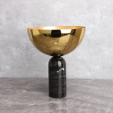 Geometric Golden Fruit Bowl Metal Handicraft Marble Base Desktop Storage Container Candy Tray Flower Vase Metal Figurine