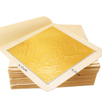 AOOKMIYA 100PCS 24K Gold Leaf Gold Foil Sheets for Decoration Arts Crafts Paper Home Real Gold Foil Gilding Paper