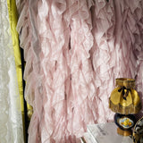 Pink Rococo Style Flounces Curtain Shop Window Decoration Gauze Curtain Multi-Layered Lace Bedside Curtain Bedroom Decor