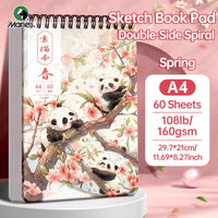 AOOKMIYA Marie's 9x12in Art Sketch Book Pad,1pc A4 108lb/160gsm 60 Sheets Pad with Double-Side Spiral Bound for Painting,Sketching,Marker
