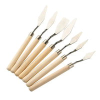 AOOKMIYA Art Oil Painting Scraper Wooden Flat Head Stainless Steel Pick Knife Gouache Paint Pointed Color Mixing Spatula