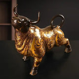 Feng Shui High Quality Copper Animal Cow Ornament Painted Home Office Desktop Decor
