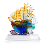 AOOKMIYA Opening smooth sailing auspicious glass crafts smooth sailing boat decoration office living room blessing decoration