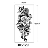 AOOKMIYA Waterproof Flower Temporary Tattoos for Women Black Floral Tattoo Stickers for Hand Arm Body Disposable Fake Tattoo Body Art