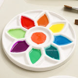 AOOKMIYA Portable Ceramic Palette Round Flower Multi-grid Palette Paint Tray Gouache Watercolor Paint Painting Art Supplies