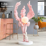 Elegant Angel Girl Floor Sculpture Stylish Statue Angel Home Decor Figurine Standing Ornaments for Living Room with Lighting