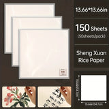 AOOKMIYA 150 Sheets Marie's Xuan Rice, Sheng (Raw) Xuan Paper for Chinese Calligraphy Writing Sumi Thickening for Student Craft