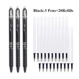 0.5mm Retractable Erasable Gel Pens Set with Refills Black Blue Gel Ink Built-in Eraser Office Supplies Exam Stationery Kit