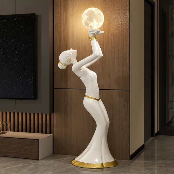 AOOKMIYA ART+ Creative Gifts Home Decor Figurines Girl Statue Floor Decor Creative Living Room Resin Sculpture Side Table Tray Storage Rack Housewarming Gift