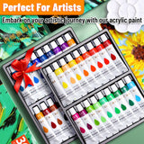 AOOKMIYA Vibrant Acrylic Paint Set 12/18/24/36 Colors,12ml/0.42oz Acrylic Painting Kit For Paper,Wood,Canvas,Rock,Ceramic,Clothes,DIY