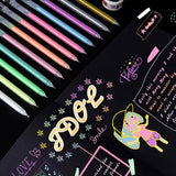 12 Pcs Large Capacity Needle and Neutral Pen 12 Colors Highlighter Pens DIY Painting,Black Card Drawing,Marking,Graffiti