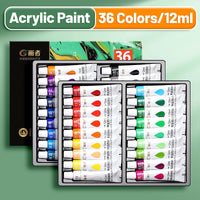 AOOKMIYA Vibrant Acrylic Paint Set 12/18/24/36 Colors,12ml/0.42oz Acrylic Painting Kit For Paper,Wood,Canvas,Rock,Ceramic,Clothes,DIY
