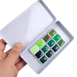 AOOKMIYA 12 Colors White Night Watercolor Paint Packed 0.5/1ML Green Series Artist Grade Plant Painting Portable Travel Art Supplies