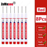 1-100Pcs 2cm Waterproof Long Head Markers Deep Hole Marker Pen for Metal Carpenter Red/Black/Blue/Green Ink Woodworking Tools