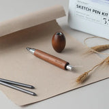 New 5.5x5.6mm Automatic Pencil Imported Movement Architectural Drawing Sketching Core Sharpener Walnut Wood Carbon Rod Set