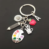 AOOKMIYA ART+ Creative Gifts New creative A-Z letter handmade drawing board pen holder keychain teacher student gift key ring teacher's day jewelry gift