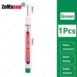 1-100Pcs 2cm Waterproof Long Head Markers Deep Hole Marker Pen for Metal Carpenter Red/Black/Blue/Green Ink Woodworking Tools